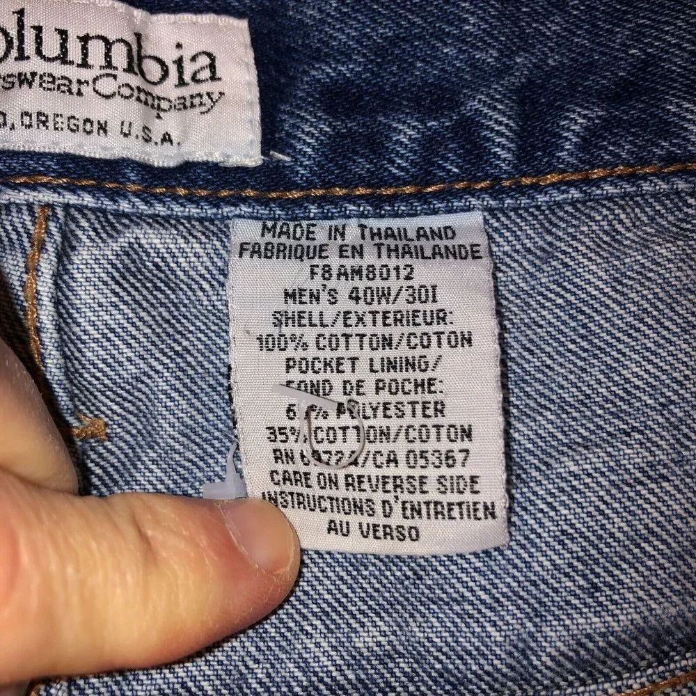 Columbia 40 x 30 (38 x 31) Medium Wash Blue Pockets Straight Leg Denim Jeans